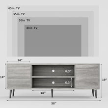 Load image into Gallery viewer, NEW TV Stand for 65 Inch TV, Modern Entertainment Center with Storage Cabinet and Open Shelves, TV Console Table Media Cabinet for Living Room, Bedroom and Office (Light Gray)
