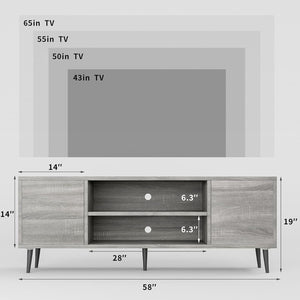 NEW TV Stand for 65 Inch TV, Modern Entertainment Center with Storage Cabinet and Open Shelves, TV Console Table Media Cabinet for Living Room, Bedroom and Office (Light Gray)
