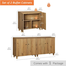 Load image into Gallery viewer, Wampat Sideboards Buffet Cabinets, 70.8&quot; Wide Wooden Credenza Storage with 4 Doors, 2-in-1 Modern Kitchen Accent Cabinets with 6 Compartments for Living Room, Hallway, Oak Brown

