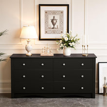 Load image into Gallery viewer, Black Dresser for Bedroom, 6 Wood Dresser Drawers, Wide Chest of Drawers, Storage Tower Unit, Modern Design for Bedroom, Living Room, Hallway, Entryway
