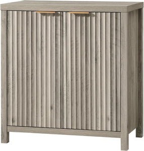 Oxford Storage Cabinet Fluted Sideboard Buffet with Adjustable Shelves, Modern Accent Console Cabinet for Living Room, Kitchen (Grey Oak)