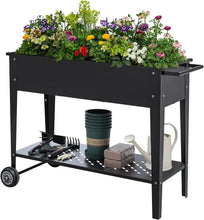 Load image into Gallery viewer, Raised Garden Bed with Legs Metal Planter Box on Wheels Outdoor Elevated Garden Bed for Herb, Flower, Vegetable
