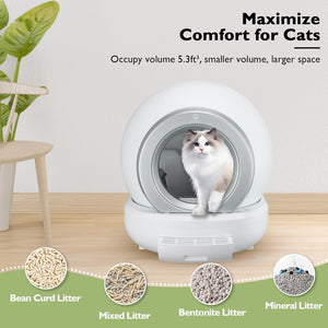 Self Cleaning Litter Box，Automatic Cat Litter Box Self Cleaning Large Capacity for Multiple Cats,APP Control/Low Noise/Safety with Ladder Box