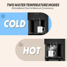 Load image into Gallery viewer, Water Dispenser with Hot &amp; Cold Water, Top Loading Water Cooler for 3 or 5 Gallon Bottles with Child Safety Lock, Ideal for Kitchens, Offices, Pitch-Black
