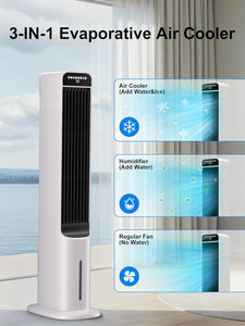 Uthfy 40" Cooling Fans That Blow Cold Air, Portable Evaporative Air Cooler with Remote, 12H Timer, 120°Oscillation, 4 Mode, Easy Cleaning, Swamp Cooler Windowless Air Conditioner for Bedroom