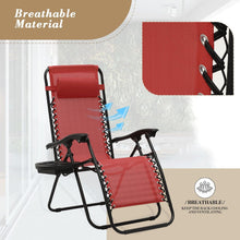 Cargar imagen en el visor de la galería, Zero Gravity Outdoor Lounge Chair Set of 2 with Side Table, 25&quot; Width Pool Lounge Lawn Chairs Reclining with Cup Holder, Outdoor Chaise for Beach Patio Backyard Outside, Dark Red
