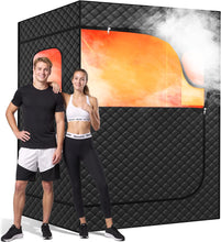 Load image into Gallery viewer, New 2 Person Portable Steam Sauna for Home, 1 or 2 Person Full Body Home Spa with 2 Foldable Chairs,9 Levels of Sauna Box with Remote Control, (Black, Large)
