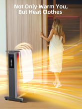 Load image into Gallery viewer, Uthfy 34&quot; Space Heaters for Indoor Use, 1500W Whole Room Electric Heater for Large Room, Quiet Mica Convection Heater with Thermostat, ECO, Remote, Wheel, 12H Timer, Tip-Over &amp; Overheat Protection
