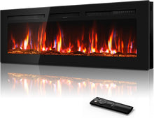 Load image into Gallery viewer, New 60&quot; Ultra-Thin Electric Fireplace Recessed and Wall Mounted with Remote Control, 12 Adjustable Color Fireplace Heater(60-99°F Thermostat), Low Noise, Timer, Child Lock
