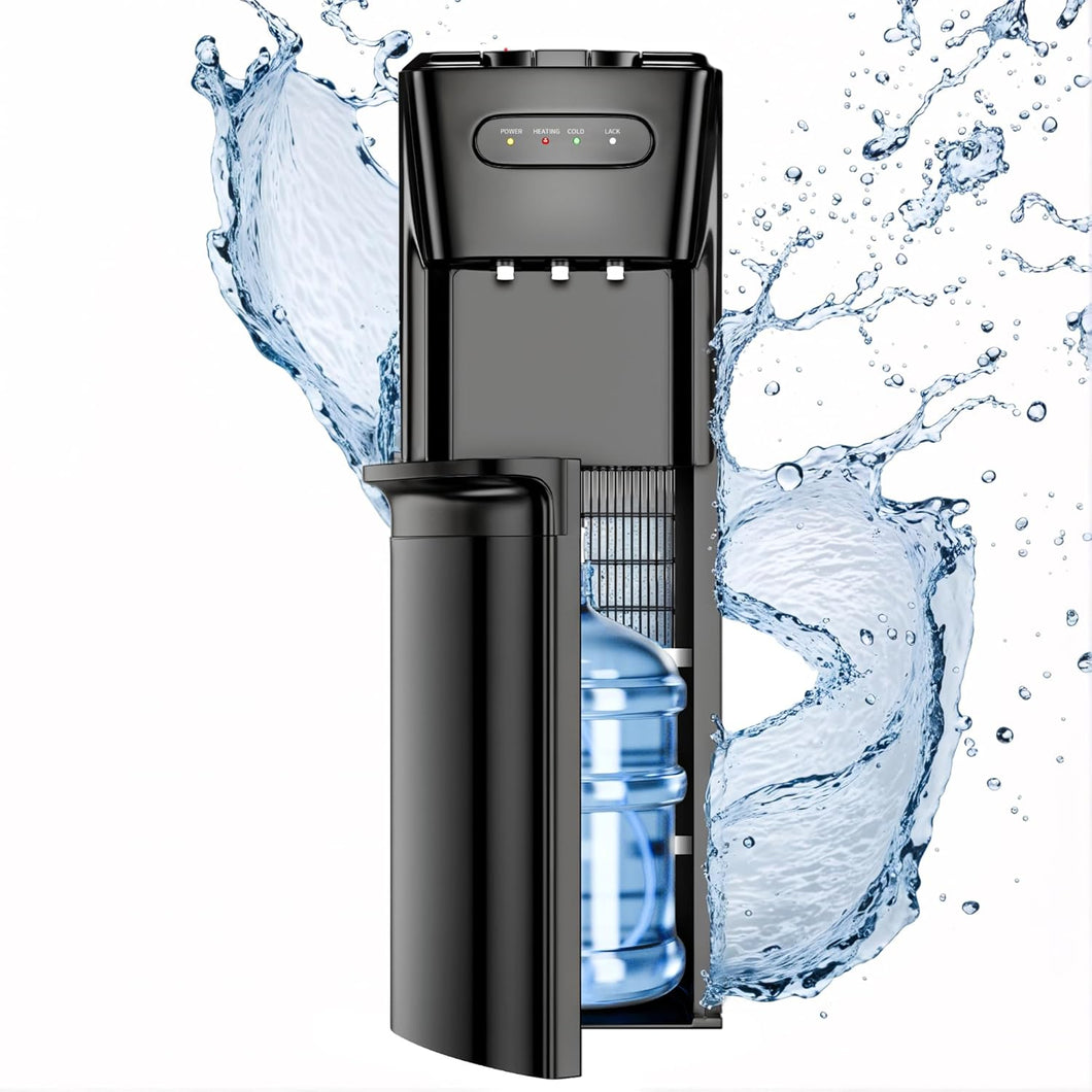 Bottom Loading Water Cooler Dispenser，3 Temperature Settings - Hot, Cold & Room, Empty Bottle Indicator, Child Safety Lock, Ideal for Office, Home, Living Room - Inky Black