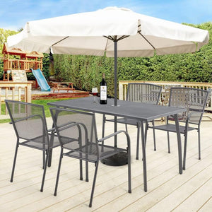 New 5 Piece Outdoor Table and Chair, Patio Outdoor Dining Set with 1.73" Umbrella Hole, Patio Table and Chair Set of 4 for Garden,Bistro,Deck