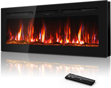 Load image into Gallery viewer, New 50&quot; Ultra-Thin Electric Fireplace Recessed and Wall Mounted with Remote Control, 12 Adjustable Color Fireplace Heater(60-99°F Thermostat), Low Noise, Timer, Child Lock
