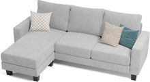 Cargar imagen en el visor de la galería, Sofa for Living Room, Couch with Convertible Chaise, 3 Seat L-Shaped Sofas, Comfy Fabric Couches for Apartment, Small Space, Pale Gray
