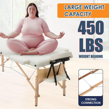 Load image into Gallery viewer, Portable Massage Table 28 Inch Wide Lash Bed Height Adjustable 2 Folding Spa Table with Non-Woven Bag for Spa Footmassage Facial CareSpa Tattoo(Cream)
