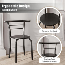 Load image into Gallery viewer, New 3-Piece Wooden Round Table &amp; Chair Set, Space Saving Kitchen Breakfast Nook Wood Grain Tabletop with Metal Frame and Built-in Wine Rack for Kitchen, Dining Room (Black)
