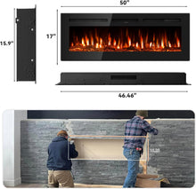Load image into Gallery viewer, New 50&quot; Ultra-Thin Electric Fireplace Recessed and Wall Mounted with Remote Control, 12 Adjustable Color Fireplace Heater(60-99°F Thermostat), Low Noise, Timer, Child Lock
