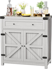 Load image into Gallery viewer, Coffee Bar Cabinet Farmhouse Kitchen Sideboard Buffet Cabinet with Drawer and Adjustable Shelf Barn Door Storage Cabinet for Kitchen, Dining Room, Bathroom, Entryway
