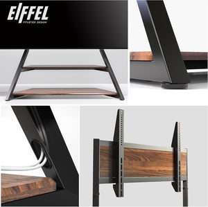 FITUEYES Design Large TV Floor Stand for 75 77 85 86 90 100 Inch TVs, Heavy Duty TV Stand Mount with Large Wood Entertainment Shelf, Modern Living Room Television Stands, Up to 187 lbs, Eiffel Series