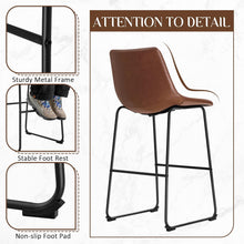 Load image into Gallery viewer, Bar Stools 29 Inches Bar Height Stools Set of 2, Dining Chairs, PU Leather Bar Chairs with Back, Modern Industrial Armless Stools for Kitchen Island, Bar, Pub (Dark Brown)
