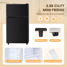 Load image into Gallery viewer, New 3.55 Cu.Ft Mini Fridge with Freezer, Small Refrigerator with 2 Doors for Kitchen, Dorm, Office and Bedroom, Mini Refrigerator with Adjustable Shelves (Black)
