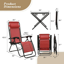 Cargar imagen en el visor de la galería, Zero Gravity Outdoor Lounge Chair Set of 2 with Side Table, 25&quot; Width Pool Lounge Lawn Chairs Reclining with Cup Holder, Outdoor Chaise for Beach Patio Backyard Outside, Dark Red
