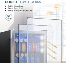 Load image into Gallery viewer, Beverage Refrigerator Cooler-Mini Fridge Freestanding Cooler with Glass Door, Adjustable Shelves &amp; Digital Temperature Display for Soda, Wine or Beer (Silver, 1.77 Cu.Ft)
