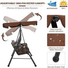 Cargar imagen en el visor de la galería, New 3-Seat Outdoor Patio Swing Chair, Large Converting Canopy Porch Swing Glider, Hammock Lounge Chair for Porch, Rattan Wicker Steel Frame Cushion &amp; Pillow, Brown
