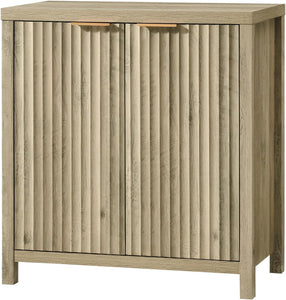 Oxford Storage Cabinet Fluted Sideboard Multifunctional Console Modern Accent for Living Room (Sunwashed Ash Oak)