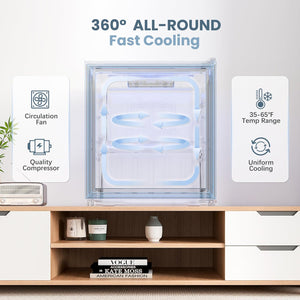 Beverage Refrigerator Cooler-Mini Fridge Freestanding Cooler with Glass Door, Adjustable Shelves & Digital Temperature Display for Soda, Wine or Beer (Silver, 1.77 Cu.Ft)