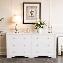 Load image into Gallery viewer, Dresser for Bedroom, 6 Wood Dresser Drawers, Wide Chest of Drawers, Storage Tower Unit, Modern Design for Bedroom, Living Room, Hallway, Entryway (White)
