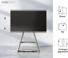 Cargar imagen en el visor de la galería, FITUEYES Design Corner TV Stand for 32 43 50 55 65 Inch TVs, Small Spaces Floor TV Stand Rolling TV Cart for LCD/LED Flat Curved Screens, Modern Living Room Television Stands, Eiffel Series, Camel
