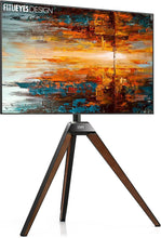 Cargar imagen en el visor de la galería, FITUEYES Design Corner TV Stand for 32-65 Inch LED LCD Screens, Tripod Easel TV Stand Modern TV Floor Mount Swivel with Concealed Storage for Bedroom/Living Room, Picasso Series
