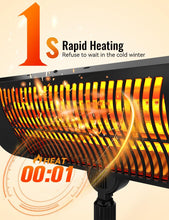 Load image into Gallery viewer, Outdoor Heater, 12H Timer &amp; 3 Heat Levels, IP54 Waterproof Garage Heater, 1500W Infrared Heating Covers 300Sq.ft, Tip-Over Protection,Towel Bracket,Remote, 83 Inch Patio Heaters for Outdoor Use
