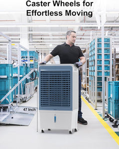 Uthfy 47" Evaporative Air Cooler, 6000 CFM Swamp Cooler with 13.5 Gallon Water Reservoir, 120°Oscillation Portable Air Cooler with Remote Control, 12H Timer, 3 Wind Speeds for Outdoor Indoor Use