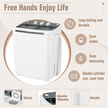 Load image into Gallery viewer, Portable Washing Machine, 16lbs Mini Laundry Potrtable Washer with Spin Dryer Combo, Compact Twin Tub Washer Machine for Apartments, Dorm, Rv, Camping, Gray
