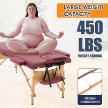 Load image into Gallery viewer, Portable Massage Table 28 Inch Wide Lash Bed Height Adjustable 2 Folding Spa Table with Non-Woven Bag for Spa Footmassage Facial CareSpa Tattoo(Burgundy)
