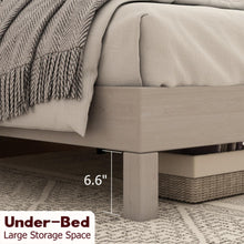 Load image into Gallery viewer, Full Bed Frame, Wood with Wood Headboard Bed Frame with upholstered headboard Wood Foundation with Wood Slat Support No Box Spring Needed Easy Assembly (Full)
