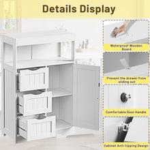Load image into Gallery viewer, Bathroom Storage Cabinet Adjustable Shelf Wooden Floor Cabinet with 3 Drawers and 1 Door Freestanding Storage Organizer for Bathroom Living Room Kitchen (White)d greatly lowers the risk of tipping.
