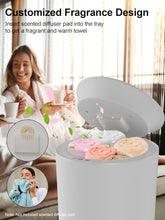 Load image into Gallery viewer, Uthfy 35L Towel Warmer Bucket for Bathroom, with Aroma Tray, Auto Shut Off Heating Timer 15/30/45/60 Min, Luxury Hot Blanket Heater for Bathrobe, Spa, Pajamas, 35 L, White
