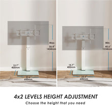 Cargar imagen en el visor de la galería, FITUEYES Swivel Floor TV Stand with Mount for TVs 37 43 50 55 60 65 70 75 Inch LCD LED Flat/Curved Screens Universal Swivel Televisions TV Mount Stand for Bedroom Living Room Black Tempered Glass Base
