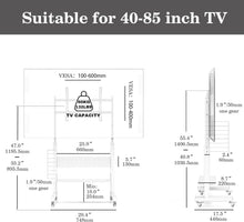 Cargar imagen en el visor de la galería, FITUEYES Rolling TV Stand Mount for 40 to 85 TVs，Simple TV Stand on Wheels with Pegboard &amp; Wooden Shelf,Heavy Duty Mobile TV Floor Stand Cart Hold up to 132 lbs for Bedroom, Living Room, Office
