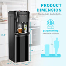 Load image into Gallery viewer, Bottom Loading Water Cooler Dispenser，3 Temperature Settings - Hot, Cold &amp; Room, Empty Bottle Indicator, Child Safety Lock, Ideal for Office, Home, Living Room - Inky Black
