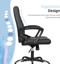 Load image into Gallery viewer, Mid Back Ribbed Desk Chair PU Leather Executive Office Chair Swivel Computer Chair with Soft Padded Arms
