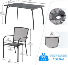 Cargar imagen en el visor de la galería, New 5 Piece Outdoor Table and Chair, Patio Outdoor Dining Set with 1.73&quot; Umbrella Hole, Patio Table and Chair Set of 4 for Garden,Bistro,Deck
