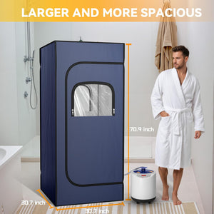 Portable Steam Sauna, Sauna Box with 1200w 3L Steamer, 15 Levels of Foldable Sauna for Home, Personal Sauna with Remote Control and Folding Chair, Blue
