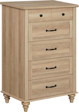 Load image into Gallery viewer, WAMPAT Oak Dresser for Bedroom with 5 Drawers, Tall Kids Dressers with Wide Chest of Drawers, Mid Century Modern Wooden Closet Storage Organizer, Small Dressers for Nursery, Living Room, Hallway
