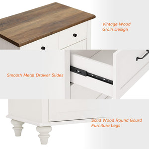 WAMPAT White Dresser for Bedroom with 5 Drawers, Small Kids Dressers with Wide Chest of Drawers, Mid Century Wooden Closet Storage Organizer, Tall Dressers for Nursery, Living Room, Hallway