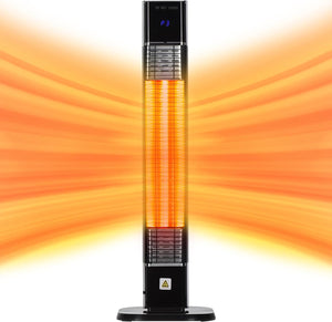 Outdoor Electric Patio Heater,Infrared Outside Porch Heater with Remote,24H Timer,1s Fast Heating,IP44 Waterproof,34IN Quiet Tower Radiant Space Heater for Garage,Deck,Balcony,Office,Indoor Use