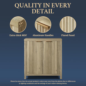 Oxford Storage Cabinet Fluted Sideboard Multifunctional Console Modern Accent for Living Room (Sunwashed Ash Oak)