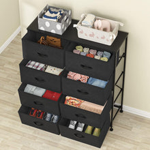 Load image into Gallery viewer, Dresser for Bedroom with 8 Drawers, Tall Chest of Drawers, Fabric Closet Dresser, Clothing Storage Organizer Unit with Fabric Bins, for Closet, TV Stand, Living Room, Hallway, Nursery, Black
